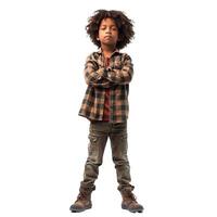 Young boy crossing his arms and standing strong with confidence photo