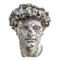 Ancient statue head showing the passing of time photo