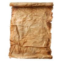 Aged crumpled paper scroll showing it's age and texture photo