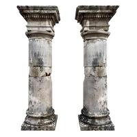 Two old damaged columns showing the effects of time passing by photo