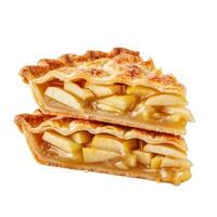 Two slices of delicious apple pie stacked on top of each other photo