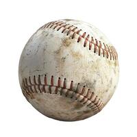 Old and dirty baseball showing game use isolated on white background photo