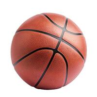 Classic leather basketball standing on white background photo