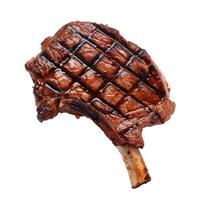 Grilled t bone steak isolated on white background showing grill marks photo