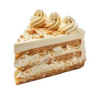 Delicious slice of cake appearing light and creamy photo