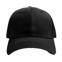 Black baseball cap isolated on white background showing front view photo
