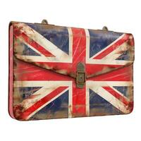 Old rusty briefcase with union jack flag texture representing brexit deal photo