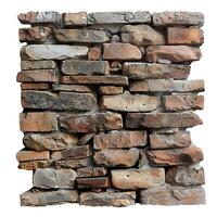 Old uneven rough brick wall fragment showing different colors and textures photo