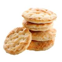 Stack of round pita breads isolated on white background photo