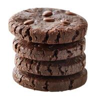 Stack of chocolate chunk cookies on white background photo