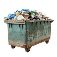 Overflowing dumpster overflowing with trash and garbage photo