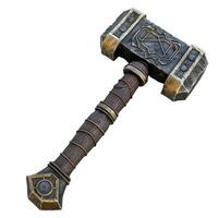 Ancient fantasy hammer with wooden handle isolated on white background photo