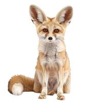 Fennec fox sitting and looking directly at viewer photo