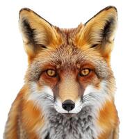 Red fox with intense, piercing eyes looking straight ahead photo