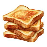Stack of toasted white bread slices with melting butter droplets photo