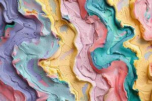 Abstract colorful background of foam clay creating wavy shapes with glitter photo
