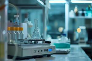 Laboratory equipment standing on table and waiting for experiment to start photo
