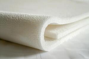 White memory foam folded over creating soft comfortable shape photo