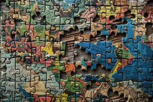 Puzzle showing concept of teamwork, problem solving and strategy photo