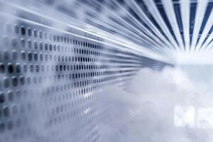 Cold storage facility with metal grid and steam creating lines photo