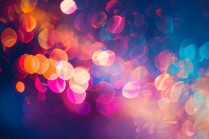 Abstract colorful bokeh background with defocused blurred lights photo