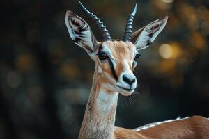 Beautiful gazelle standing and looking around in the forest photo