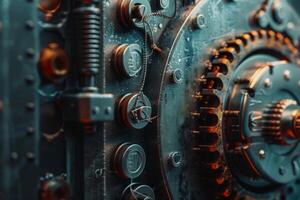 Complex mechanism with rotating parts is operating photo