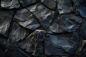 Shiny Black round stone background. Generate Ai photo