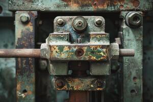 Old rusted industrial machine part showing signs of age and wear photo