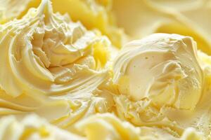 Close up of smooth and creamy butter creating delicious texture photo