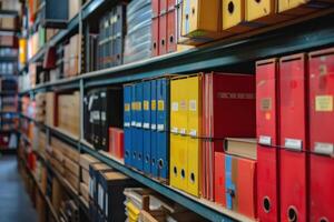Archive storing files and documents organizing information in color photo