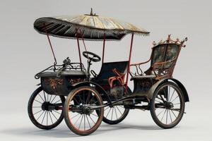 Old styled motorized rickshaw standing in the studio photo