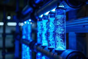 Water purification system filtering water in laboratory photo
