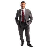Confident businessman standing with hands in pockets photo