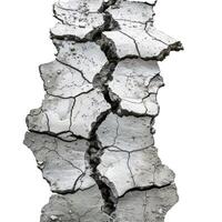 Close up view of cracked concrete surface showing severe damage photo