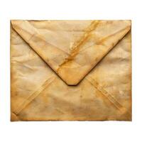 Old vintage envelope showing age with stains and wrinkles photo