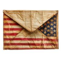 Old paper envelope looking like american flag folded and sealed photo