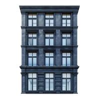 Modern apartment building facade with large windows and dark grey stone facade photo