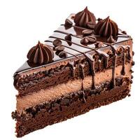 Delicious chocolate cake slice with chocolate cream and coffee beans topping photo