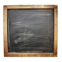 Old empty chalkboard with chalk dust showing previous use photo