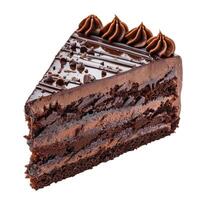 Delicious slice of chocolate cake drizzled with chocolate ganache photo