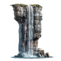 Isolated waterfall cascading from a precipice into tranquil waters photo
