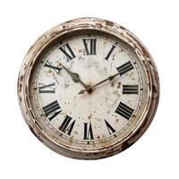 Old clock face showing seven o'clock time with roman numerals photo