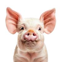 Portrait of a piglet looking at camera on white background photo