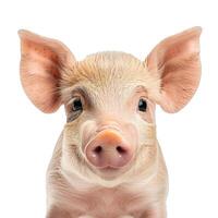 Portrait of a piglet looking at camera on white background photo