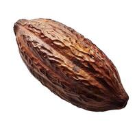 Single cocoa pod isolated on white background showing rough texture photo