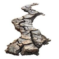 Winding crack in dried mud showing extreme weather conditions photo