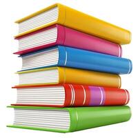 Stack of colorful books forming a tower of knowledge photo