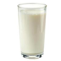 Tall glass of milk standing on white background photo