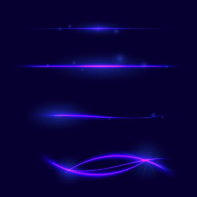 Glowing neon lines and shapes on a dark background